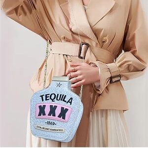 Pink and Silver Crossbody Bag with Tequila Design NWOT